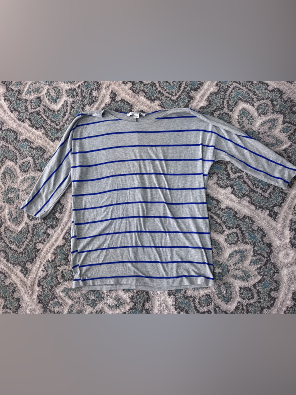 Forever 21 Gray and Royal Blue Striped Top